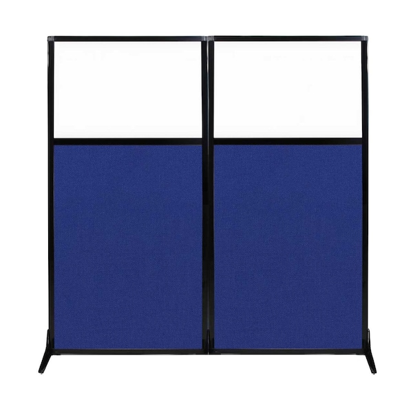Work Station Screen 66" x 70" Royal Blue Fabric With Clear Window